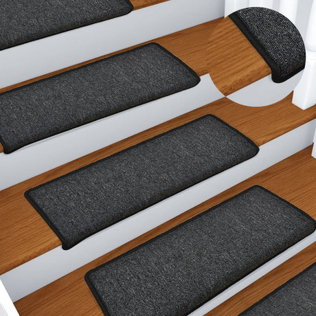 Vidaxl Stair Mats 15 St 65x21x4 cm Anthracite rektangulær kant