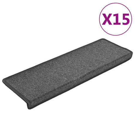 Vidaxxl trappemåtter 15 stk 65x21x4 cm mørkegrå rektangulær kant