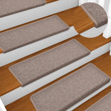 Vidaxl Stair Mats 15 St 65x21x4 cm lysebrun med rektangulær kant