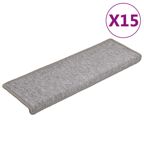 VidaXL trappemåtter 15 stk 65x21x4 cm lysegrå med rektangulær kant