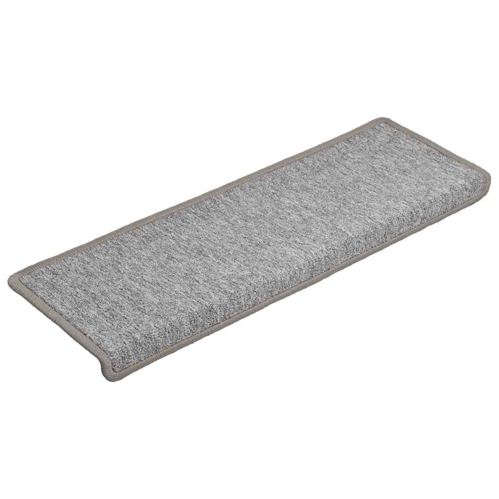 VidaXL trappemåtter 15 stk 65x21x4 cm lysegrå med rektangulær kant