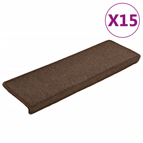 VidaXL trappemåtter 15 stk 65x21x4 cm brun rektangulær kant