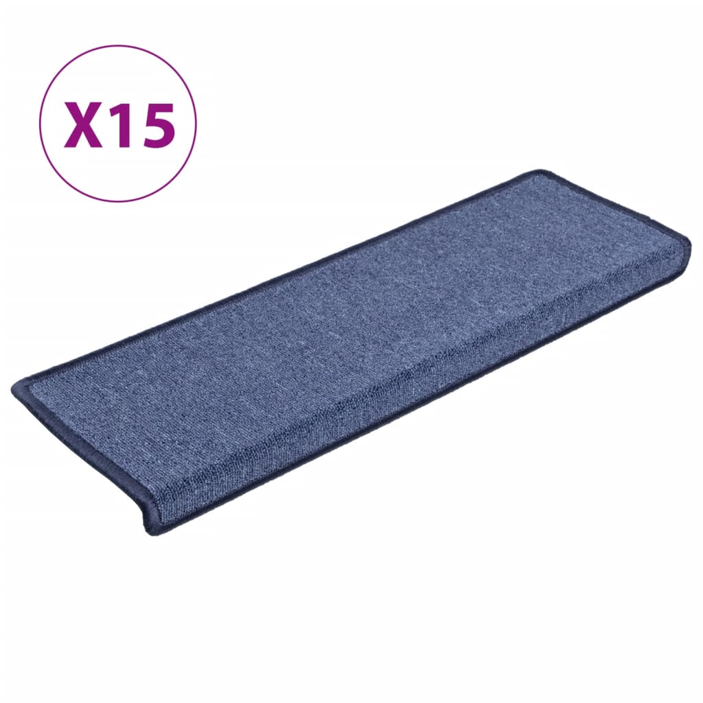 VidaXL trappemåtter 15 stk 65x21x4 cm blå rektangulær kant