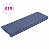VidaXL trappemåtter 15 stk 65x21x4 cm blå rektangulær kant