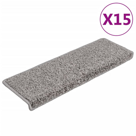 VidaXL trappemåtter 15 stk 65x21x4 cm grå rektangulær kant