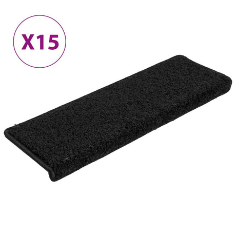 Vidaxx trappemåtter 15 stk 65x21x4 cm sort rektangulær kant