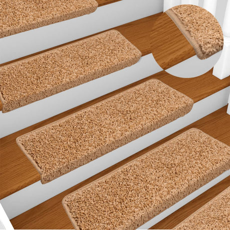 Vidaxx trappemåtter 15 stk 65x21x4 cm beige rektangulær kant
