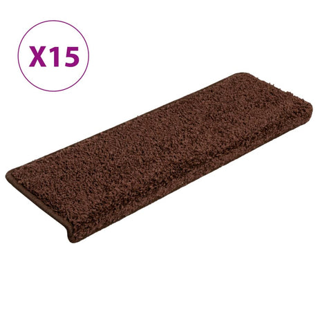 VidaXL trappemåtter 15 stk 65x21x4 cm brun rektangulær kant