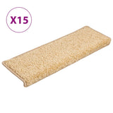 Vidaxx trappemåtter 15 stk 65x21x4 cm creme med rektangulær kant