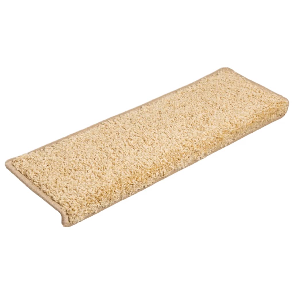 Vidaxx trappemåtter 15 stk 65x21x4 cm creme med rektangulær kant