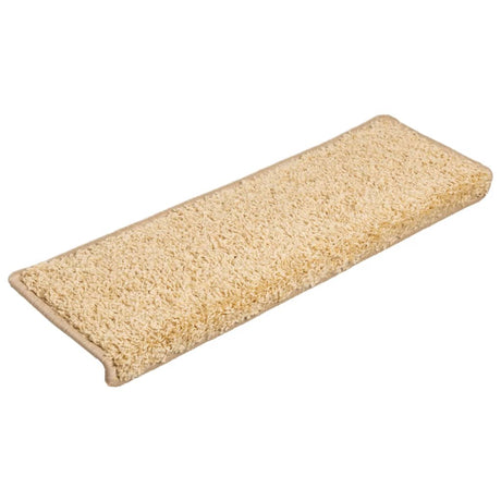 Vidaxx trappemåtter 15 stk 65x21x4 cm creme med rektangulær kant