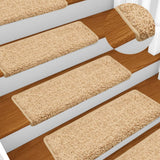 Vidaxx trappemåtter 15 stk 65x21x4 cm creme med rektangulær kant