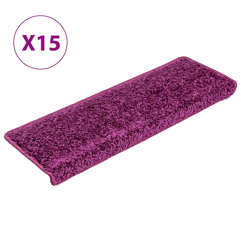 VidaXL trappemåtter 15 stk 65x21x4 cm violet rektangulær kant