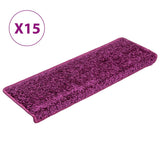 VidaXL trappemåtter 15 stk 65x21x4 cm violet rektangulær kant