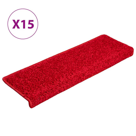 VidaXL trappemåtter 15 stk 65x21x4 cm rød rektangulær kant