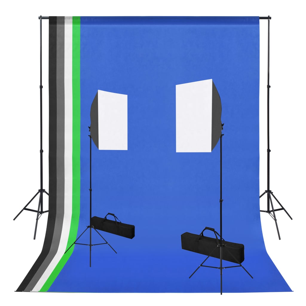 Vidaxxl fotostudiesæt med softbox-lys og baggrunde