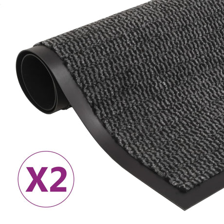 Vidaxx tørre løbemåtter 2 stk rektangulære tuftede 60x90 cm antracit