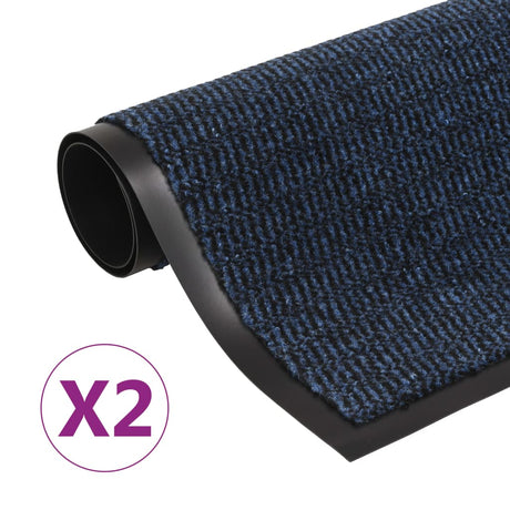 Vidaxx tørløbemåtter 2 stk rektangulære tuftede 80x120 cm blå