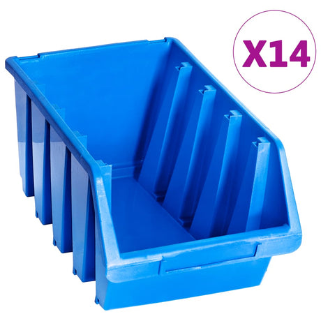 Vidaxl Stapelbakken 14 Sts plastikblå