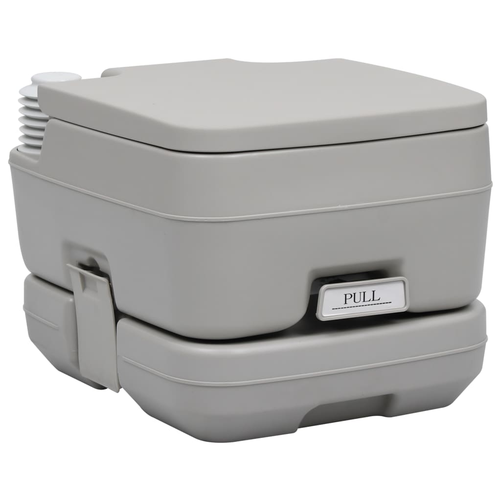 Vidaxl camping toilet bærbar 10 + 10 l grå