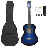 Vidaxl 8-delt guitar sæt klassisk nybegynder 1 2 34 Blå