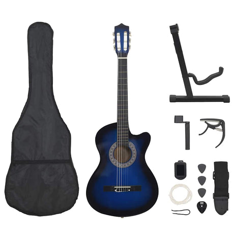 Vidaxl 12-delt guitarsæt med 6 strenge western classic 38 blå