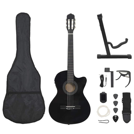 Vidaxl 12-delt guitarsæt med equalizer og 6 strenge western sort
