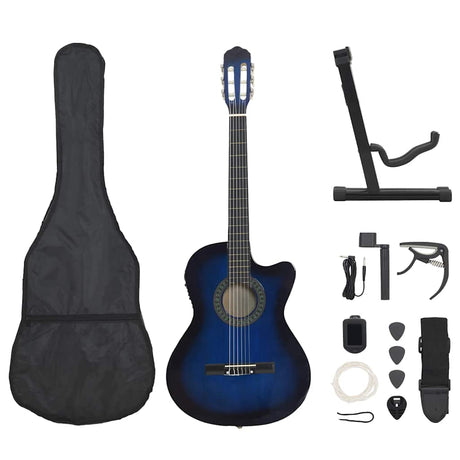 Vidaxl 12-delt guitarsæt med equalizer og 6 strenge westernblå