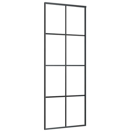 Vidaxl skydedør 76x205 cm aluminium og ESG glas sort