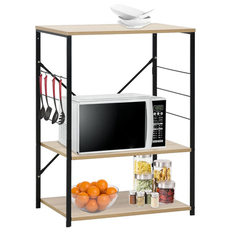 Vidaxl Mikrobølgebord 60x39,6x79,5 cm Forarbejdet træ Sort og eg Farve
