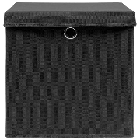 Vidaxl opbevaringsbokse med låg 10 stk 32x32x32 cm stof sort sort
