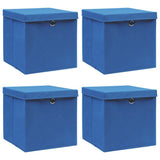 Vidaxl opbergboxen met deksel 4 st 32x32x32 cm stof blauw