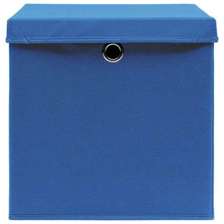 Vidaxl opbergboxen met deksel 4 st 32x32x32 cm stof blauw