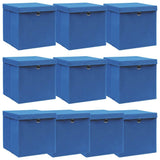 Vidaxl opbevaringsbokse med låg 10 stk 32x32x32 cm stof blåt