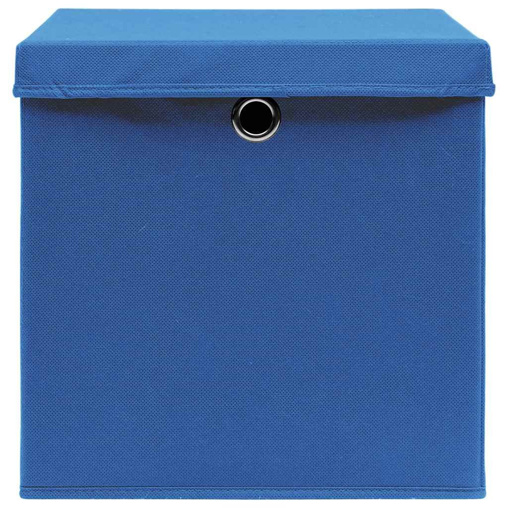 Vidaxl opbevaringsbokse med låg 10 stk 32x32x32 cm stof blåt