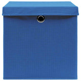 Vidaxl opbevaringsbokse med låg 10 stk 32x32x32 cm stof blåt