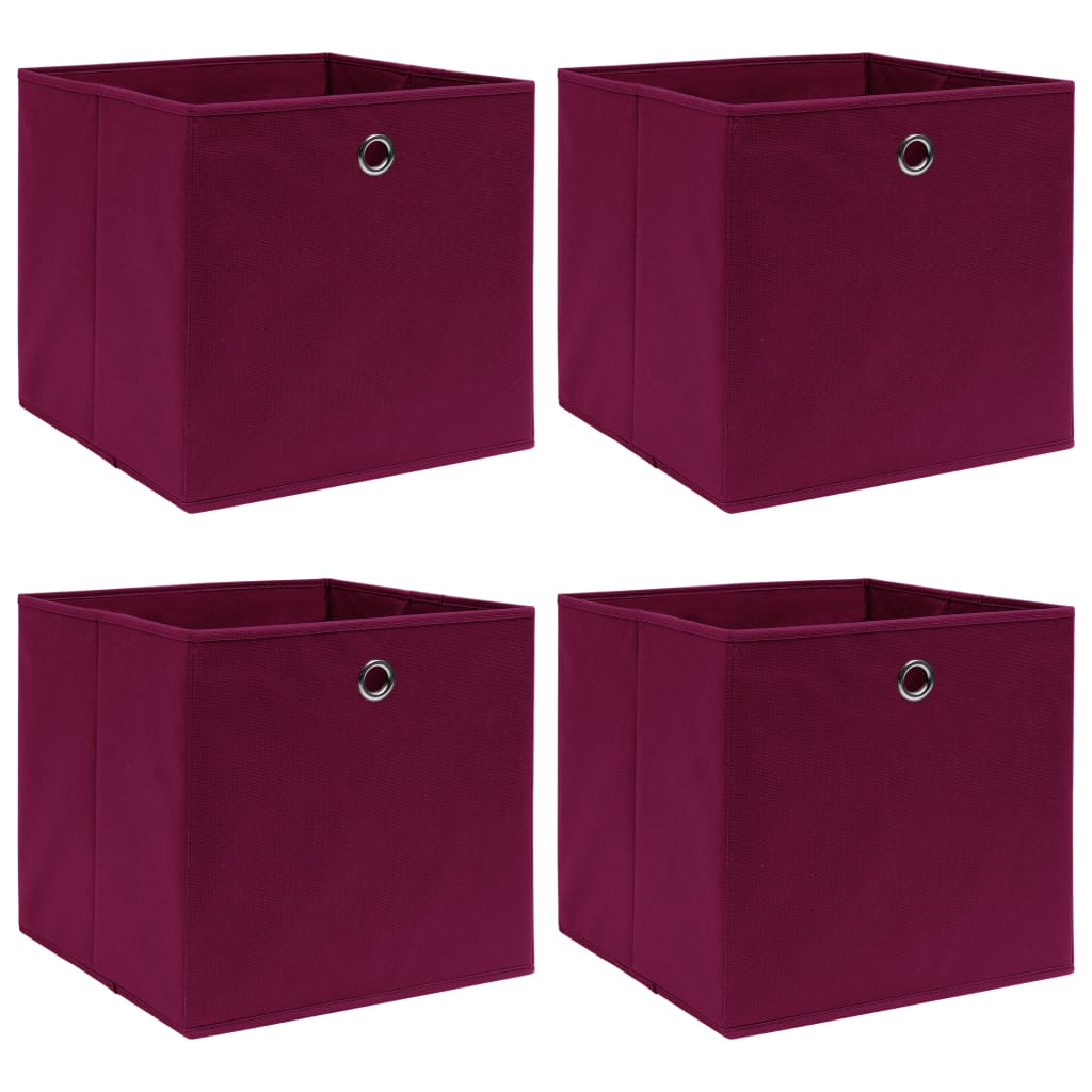 Vidaxl opbevaringsbokse 4 stk 32x32x32 cm stof mørkerød