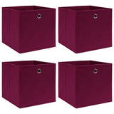 Vidaxl opbevaringsbokse 4 stk 32x32x32 cm stof mørkerød