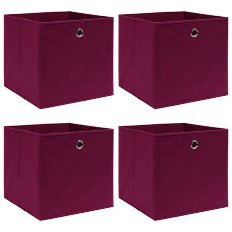 Vidaxl opbevaringsbokse 4 stk 32x32x32 cm stof mørkerød