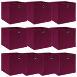 Vidaxl opbevaringsbokse 10 stk 32x32x32 cm stof mørkerød