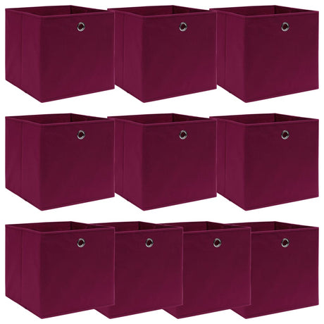 Vidaxl opbevaringsbokse 10 stk 32x32x32 cm stof mørkerød