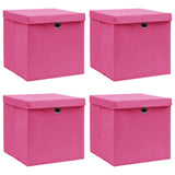 Vidaxl opbevaringsbokse med låg 4 stk 32x32x32 cm stofrosa