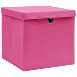 Vidaxl opbevaringsbokse med låg 4 stk 32x32x32 cm stofrosa