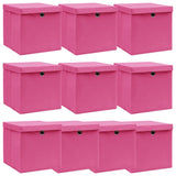 Vidaxl opbevaringsbokse med låg 10 stk 32x32x32 cm stofrosa