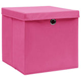Vidaxl opbevaringsbokse med låg 10 stk 32x32x32 cm stofrosa