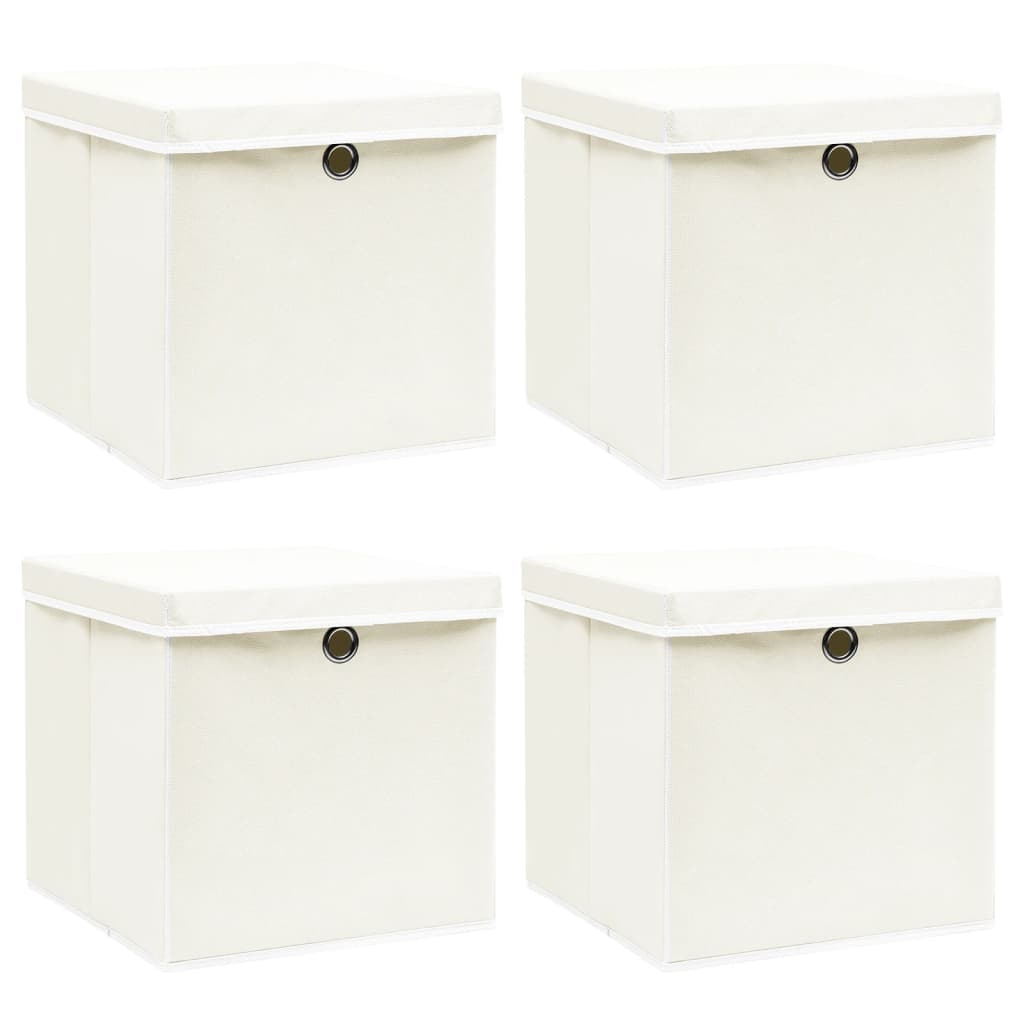 Vidaxl opbevaringsbokse med låg 4 stk 32x32x32 cm stof hvid