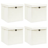 Vidaxl opbevaringsbokse med låg 4 stk 32x32x32 cm stof hvid