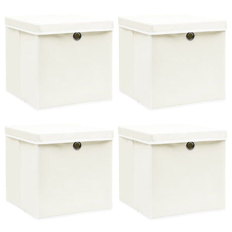 Vidaxl opbevaringsbokse med låg 4 stk 32x32x32 cm stof hvid