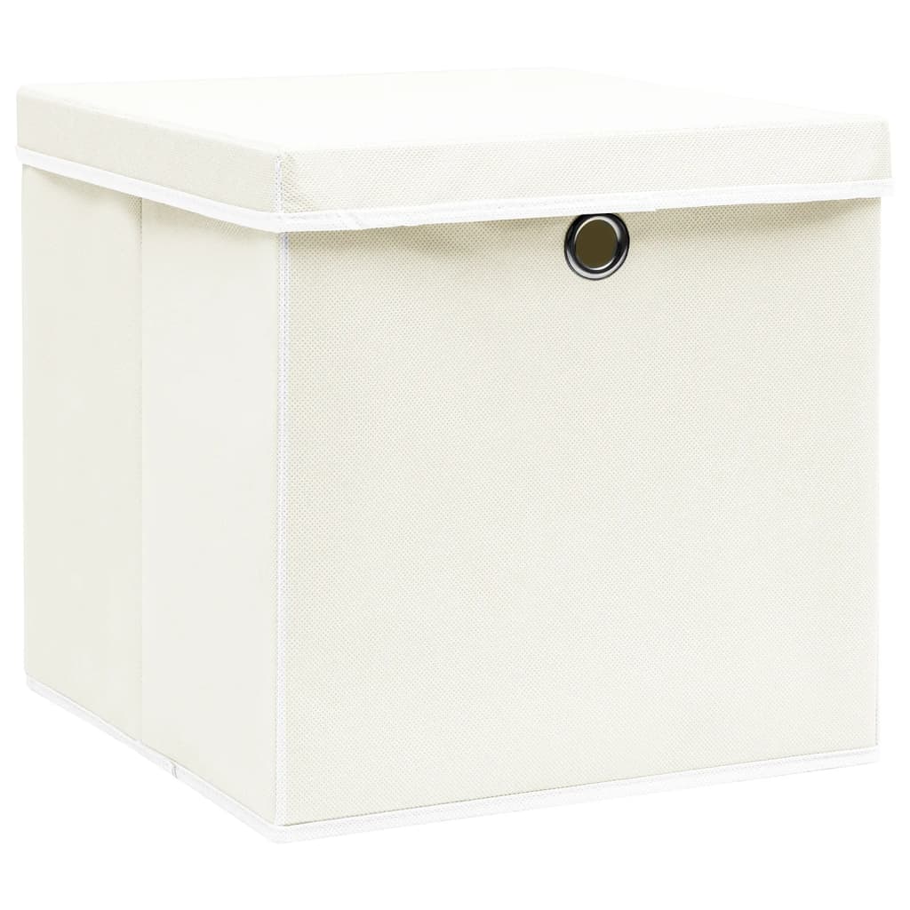 Vidaxl opbevaringsbokse med låg 4 stk 32x32x32 cm stof hvid
