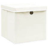 Vidaxl opbevaringsbokse med låg 4 stk 32x32x32 cm stof hvid